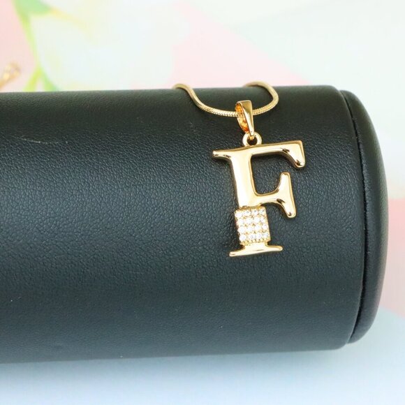 "Rose Gold F Initial Pendant with Crystal Accents for Women & Girls, XPPT1417 - Picture 5 of 13